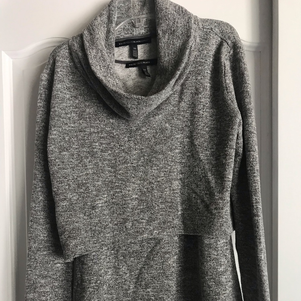 WHBM Gray Layered Sweater With Metallic Thread